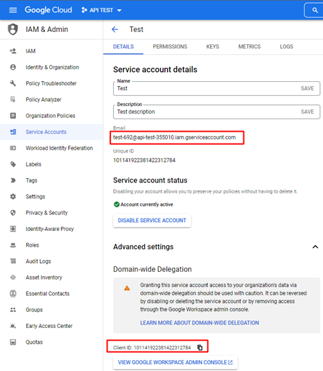 Google Cloud Manage Details