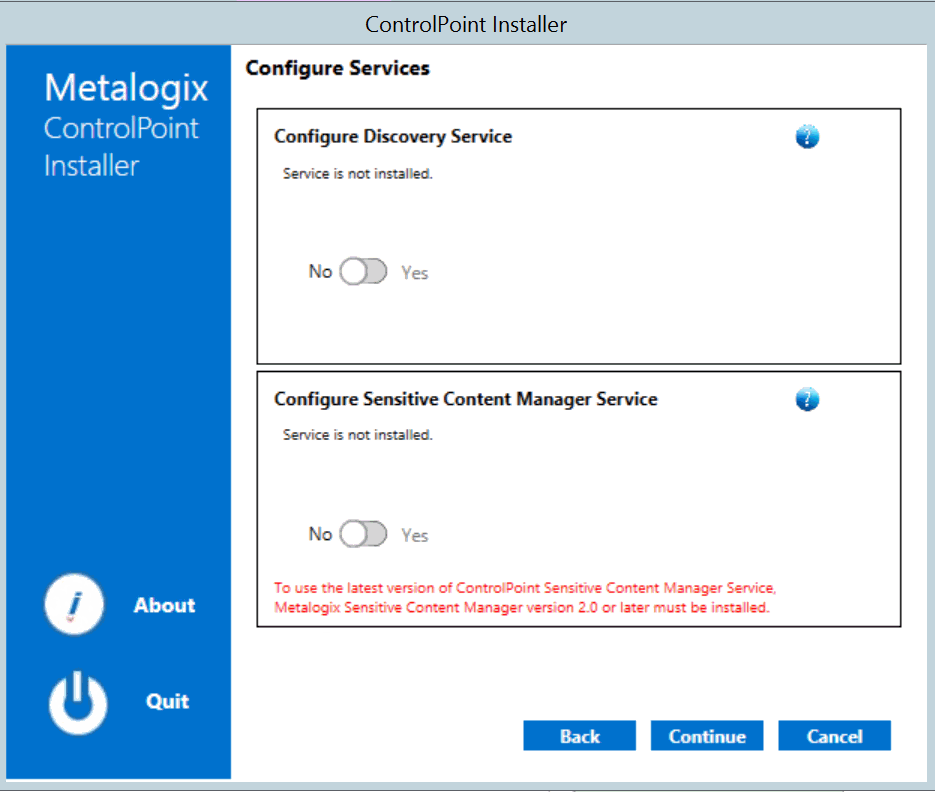 installer configure services ON PREM