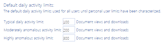 Anomalous Activity DEFAULT LIMITS