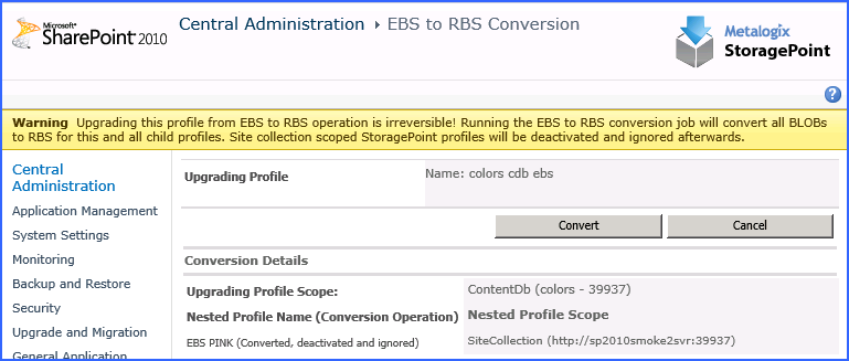 Converting a CDB scoped profile with a child SC profile.