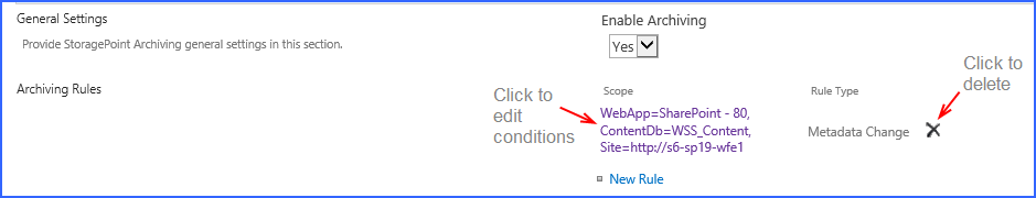 Archiving - edit or delete rule