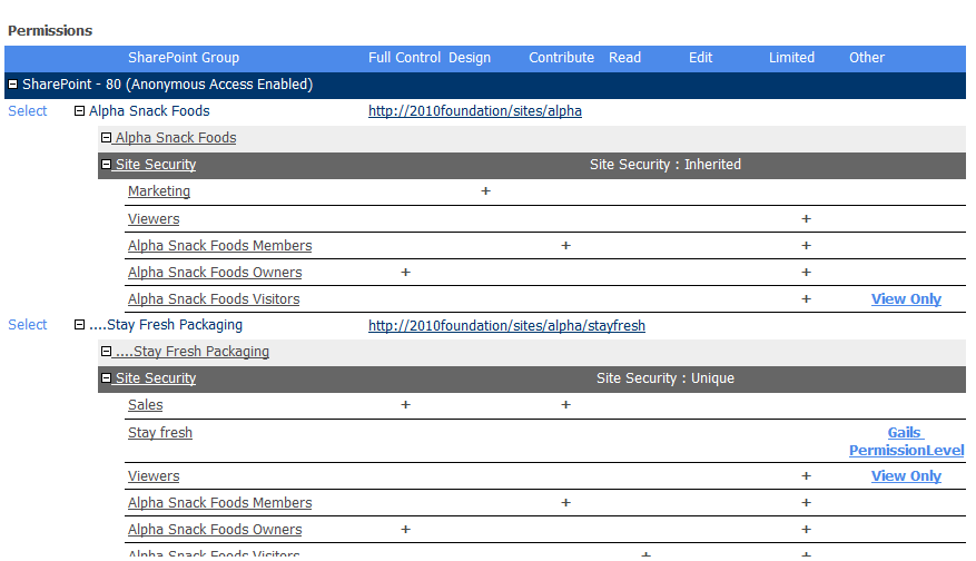 SP Group Analysis PERMS EXP