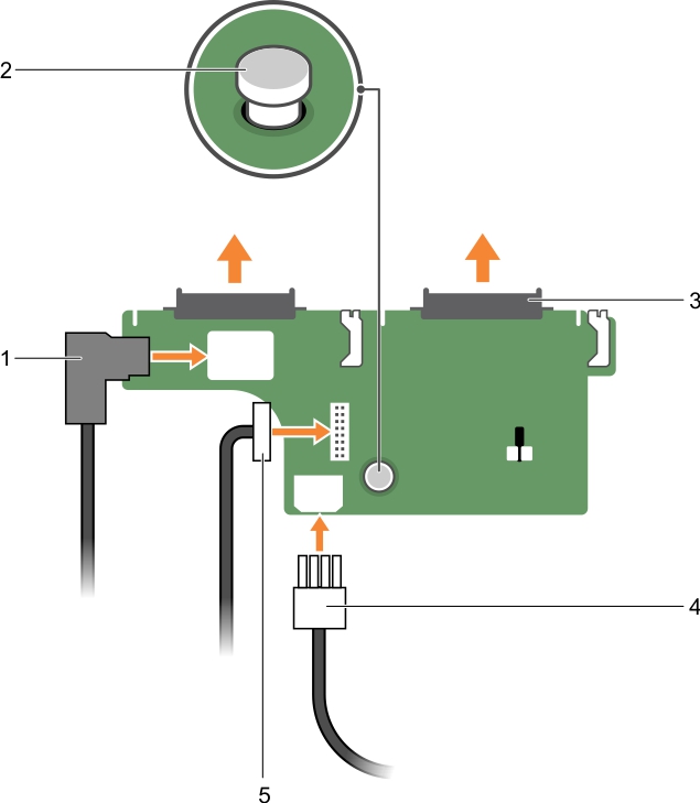 This figure shows installing the optional 2.5 inch (x2) hard drive backplane