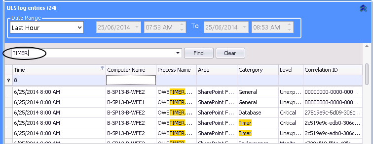 ULS sorted and filtered