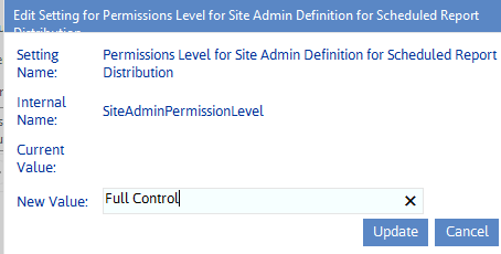 Config Setting SiteAdminPermissionLevel