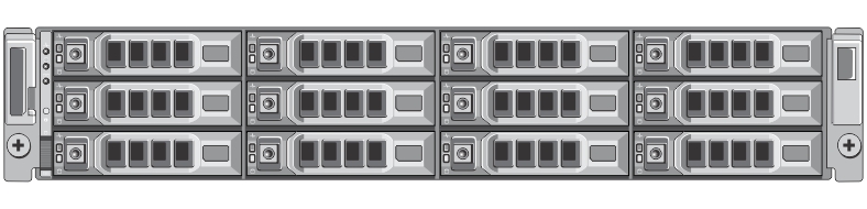 The figure shows the DR Series system expansion shelf (MD1200) drive slot locations.