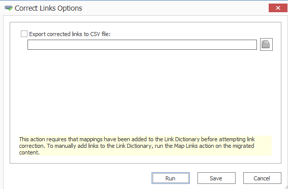 eRoom Correct LInks Options