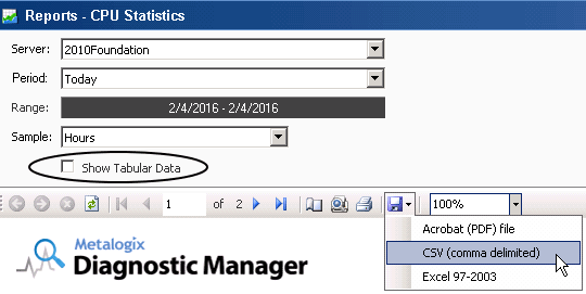 Live Report Tabular Data