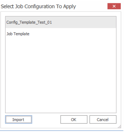 Select Job Configuration to Apply dialog