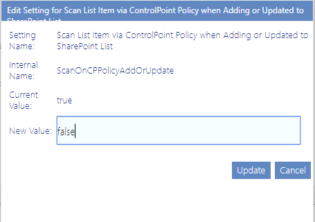 CP Setting SCM CP POLICIES