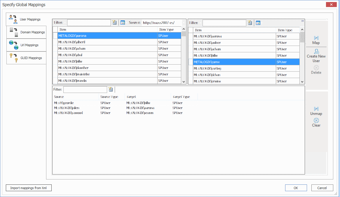 User Mappings