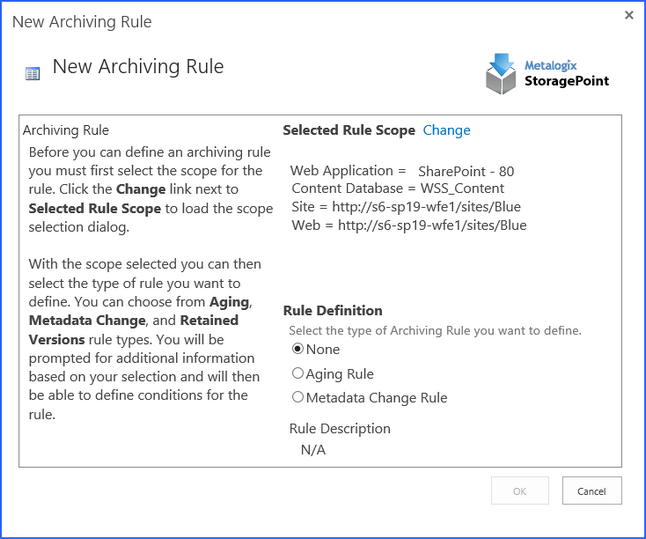 archiving - New Rule with scope