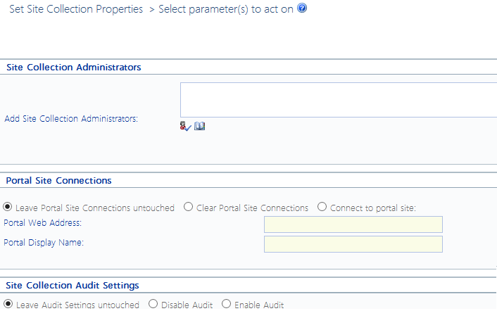 Set Site Collection Properties NO QUOTA