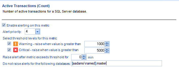 Alert Threshold example