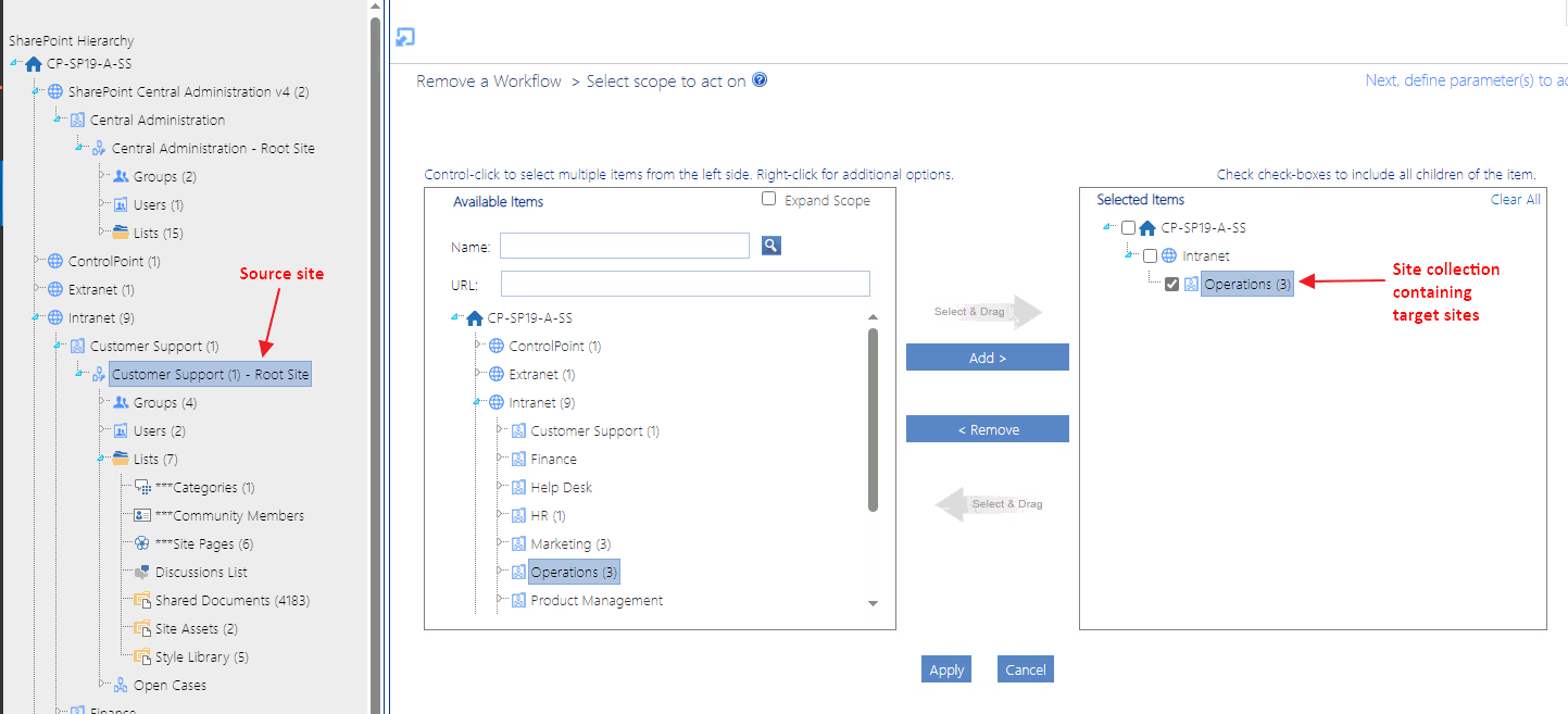 Remove Workflow TARGET SC