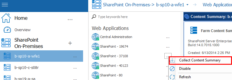 refresh web application content summary new 2