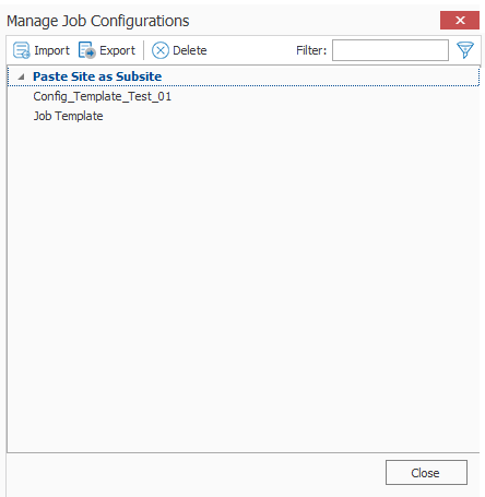 Manage Job Configurations dialog