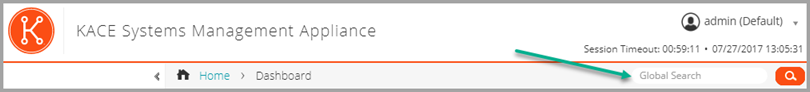 The Search field appears to the right, under the log in/log out control.