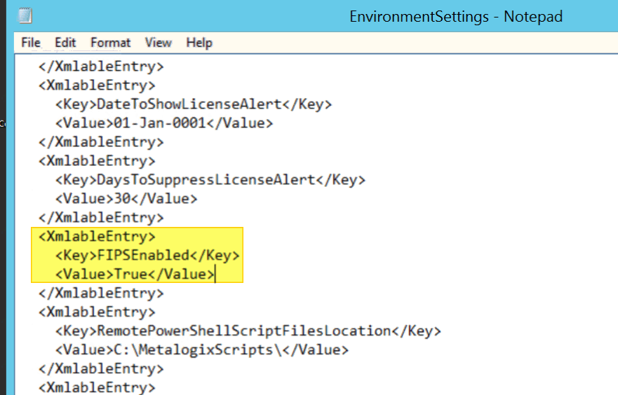 Environment Settings FIPS