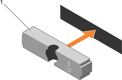 This figure shows installing a 2.5 inch hard drive blank (rear)