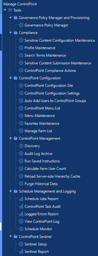 Manage ControlPoint Panel