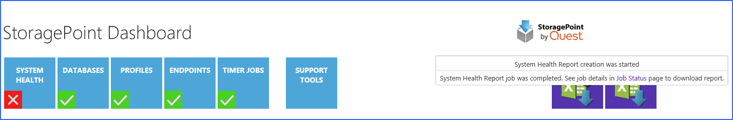 dashboard system health report highlighted