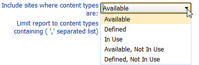 Content Types INCLUDE DROP-DOWN