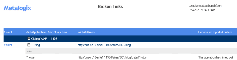 Broken Links RESULTS