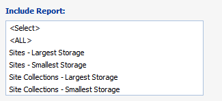 Most Least Storage INCLUDE