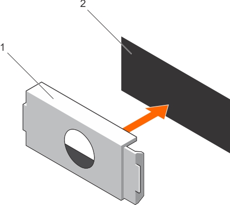 Cette figure illustre l'installation du cache de bloc d'alimentation.