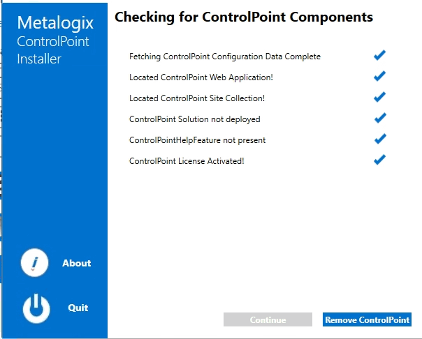 Unnstall CHECK FOR COMPONENTS