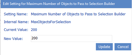Config Setting MaxObjectsforSelection