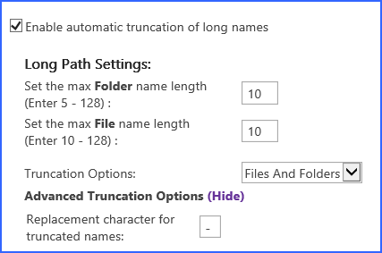 librarian truncation settings