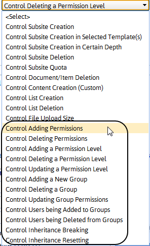 CP Policies PERMISSIONS OPTIONS