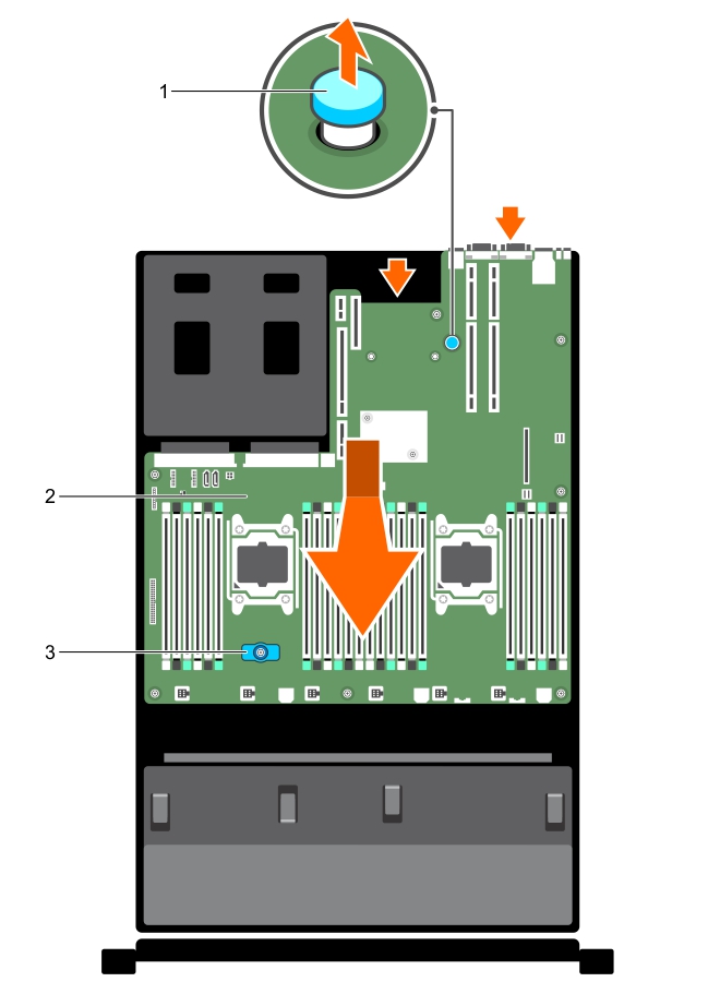This figure shows removing the system board.