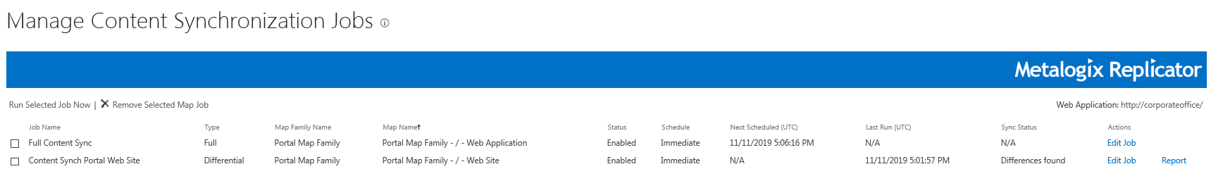 Manage Content Synchronization jobs 2