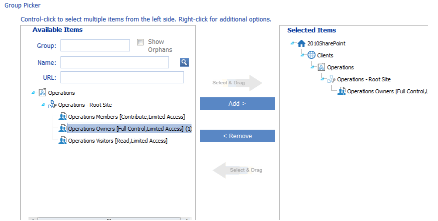 Policy Users GROUP PICKER