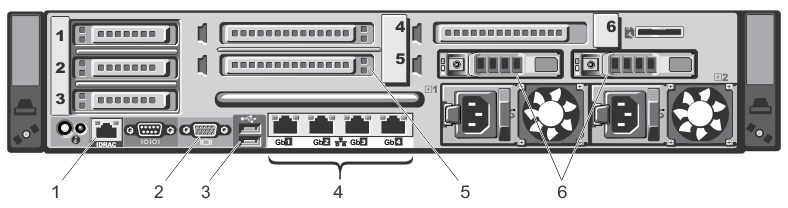 The figure shows the DR4100 system rear chassis port and connector locations.