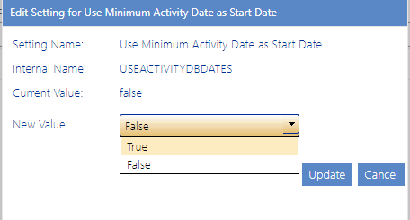 Config Setting USEACTIVITYDBDATES