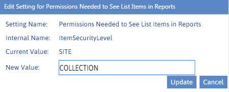 Config Setting ItemSecurityLevel