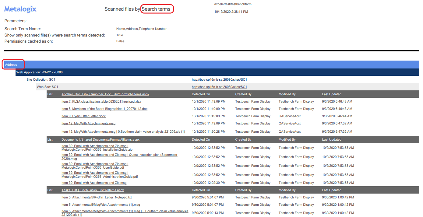 Scanned Files by Search Terms