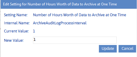 Config Setting ArchiveAuditLogProcessInterval