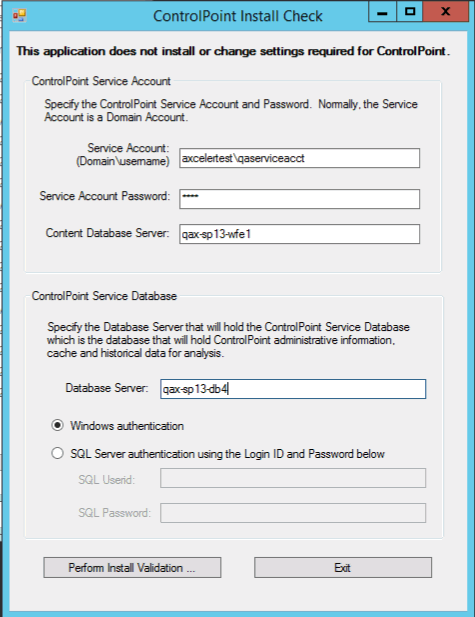 Installer PREREQUISITE CHECK FORM