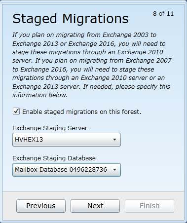 Staged Migrations screen