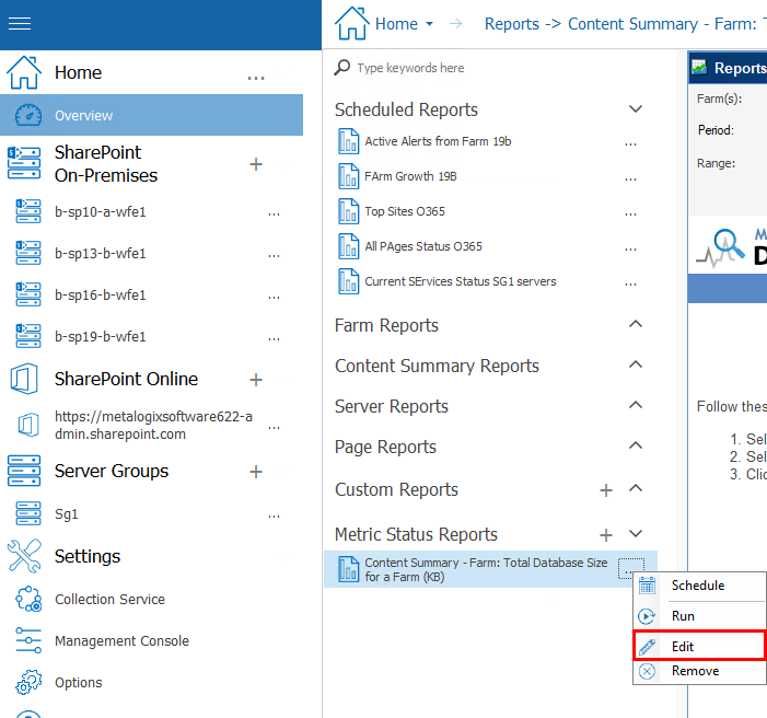 creating metric status report new 3