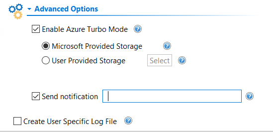 advanced options in Drives wizard