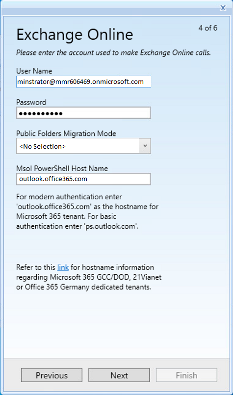 Exchange Online settings
