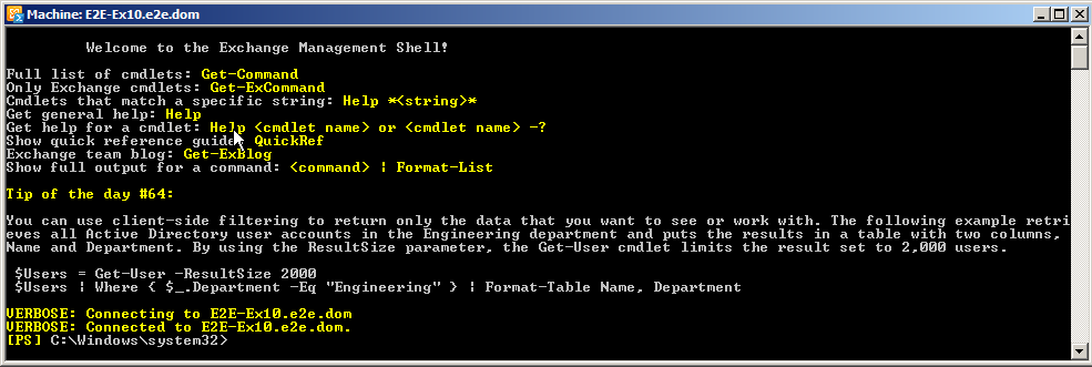 Exchange Management Shell window 1