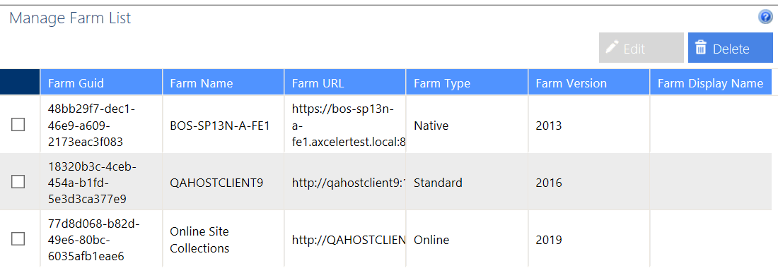 Manage Farm List