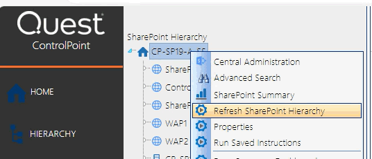 Refresh Farm Hierarchy